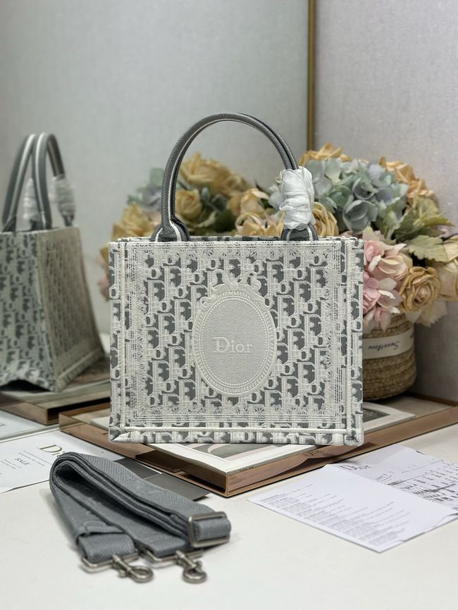 Small Dior Book Tote with Strap Embroidered M1404OE-3