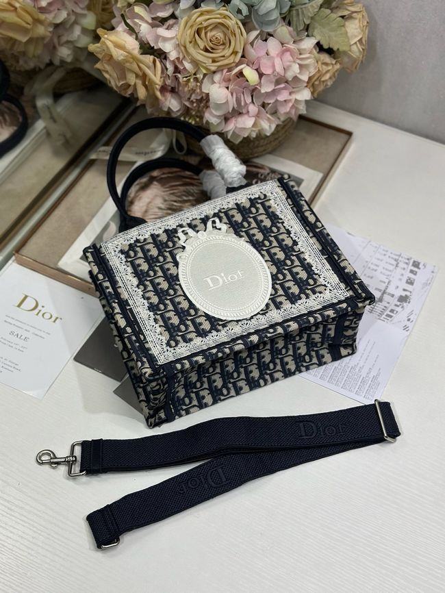 Small Dior Book Tote with Strap Embroidered M1404OE-5 Small Dior Book Tote with Strap Embroidered M1404OE-5