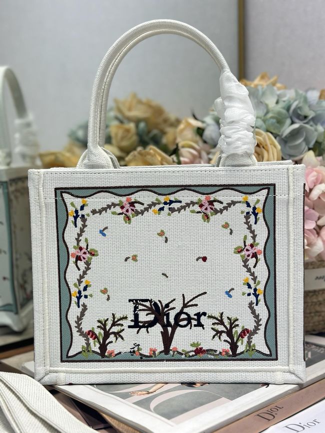 Small Dior Book Tote with Strap Embroidered M1404OE-7 Small Dior Book Tote with Strap Embroidered M1404OE-7