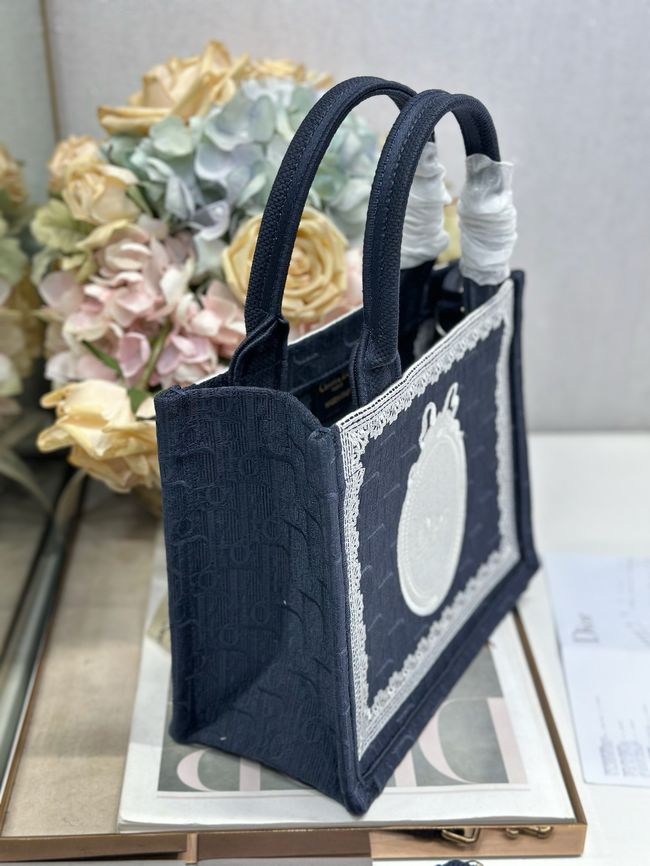 Small Dior Book Tote with Strap Embroidered M1404OE-8 Small Dior Book Tote with Strap Embroidered M1404OE-8