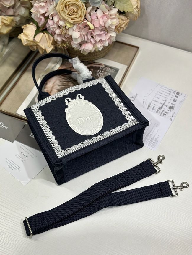 Small Dior Book Tote with Strap Embroidered M1404OE-8 Small Dior Book Tote with Strap Embroidered M1404OE-8