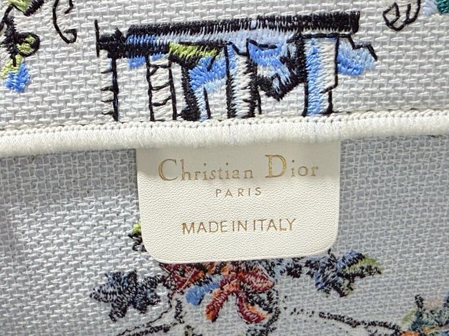 Medium Dior Book Tote with Strap Oblique Embroidery M1354PE-12 Medium Dior Book Tote with Strap Oblique Embroidery M1354PE-12