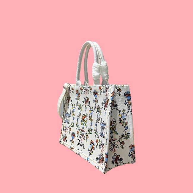 Medium Dior Book Tote with Strap Oblique Embroidery M1354PE-12 Medium Dior Book Tote with Strap Oblique Embroidery M1354PE-12