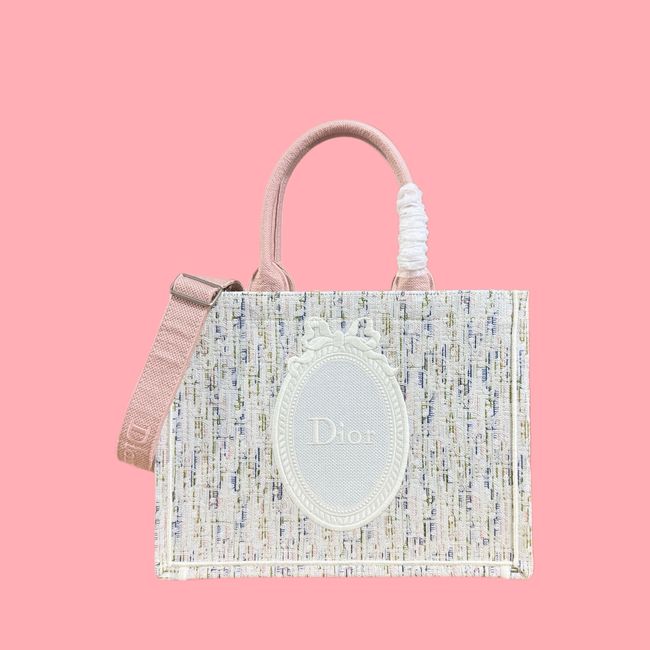 Medium Dior Book Tote with Strap Oblique Embroidery M1354PE-14 Medium Dior Book Tote with Strap Oblique Embroidery M1354PE-14