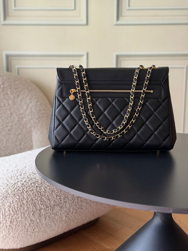 Chanel Large FLAP BAG Grained Calfskin A2215 black