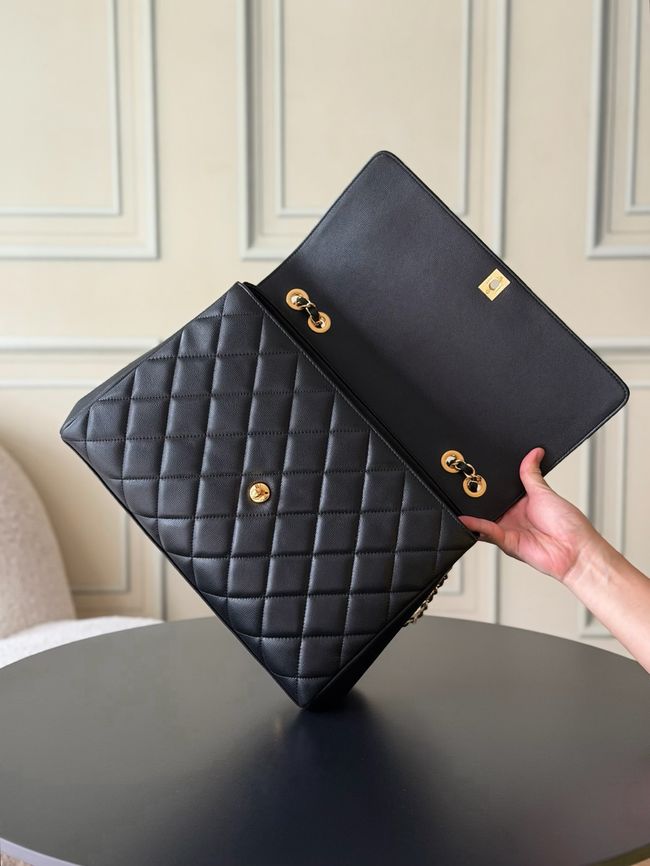 Chanel Large FLAP BAG Grained Calfskin A2215 black