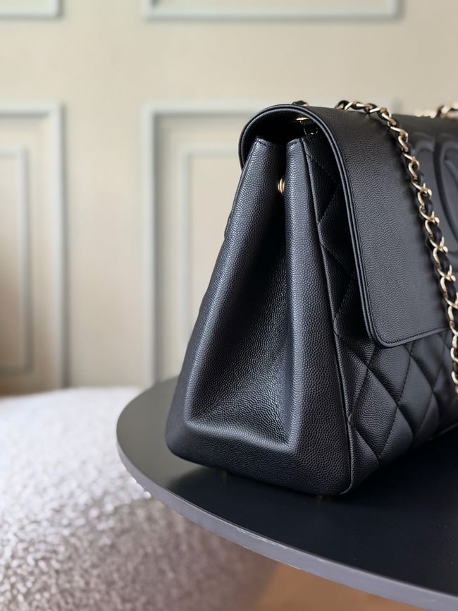 Chanel Large FLAP BAG Grained Calfskin A2215 black