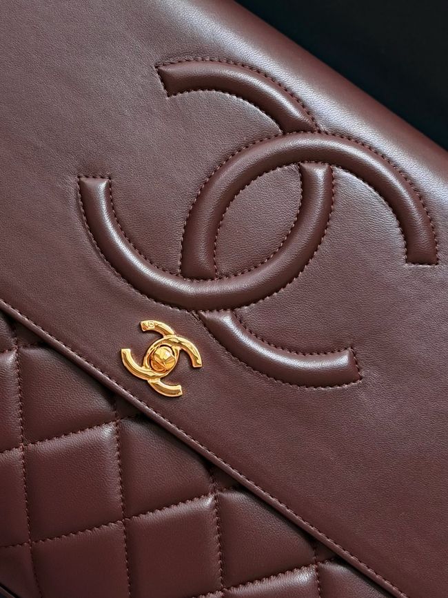 Chanel Large FLAP BAG sheepskin A2215 burgundy
