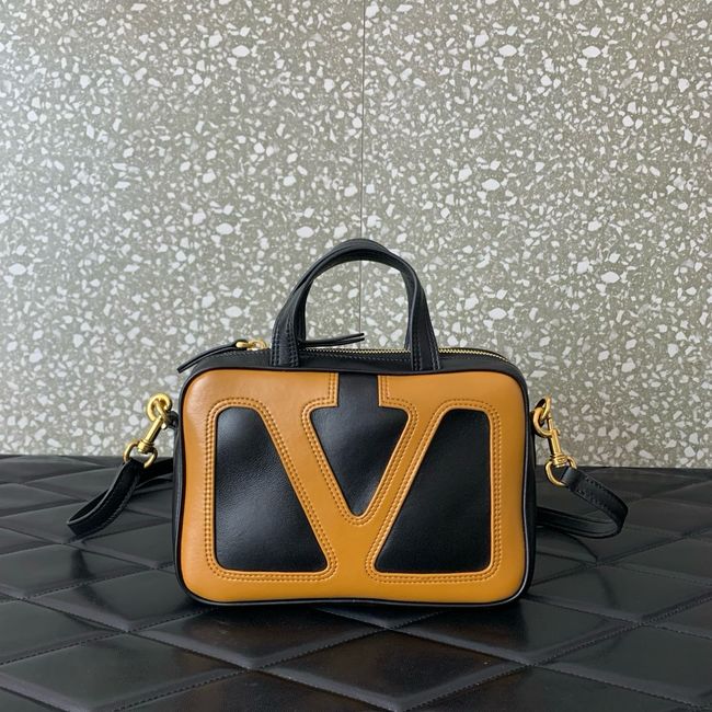 VALENTINO GARAVANI Loco Calf leather bag 0015 black&brown