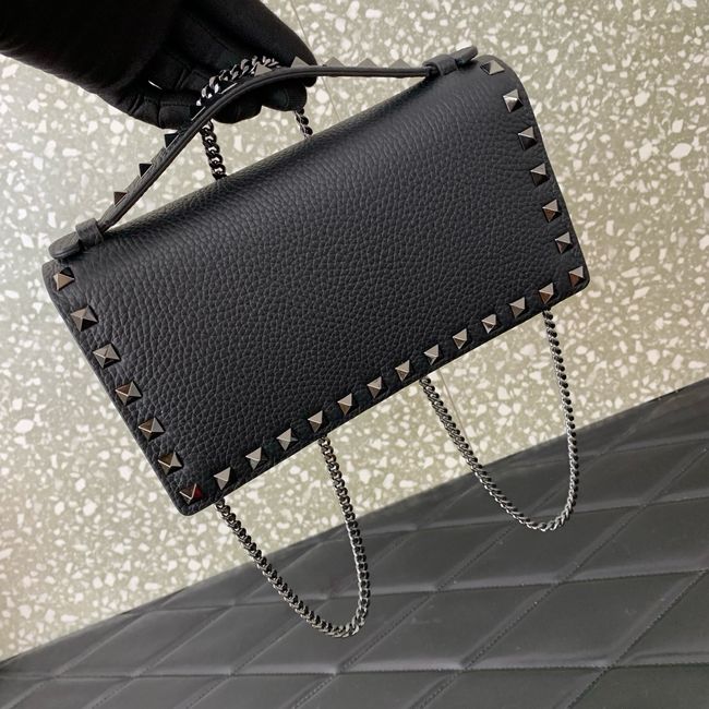 VALENTINO Rockstud calfskin chain bag SHI098 black VALENTINO Rockstud calfskin chain bag SHI098 black