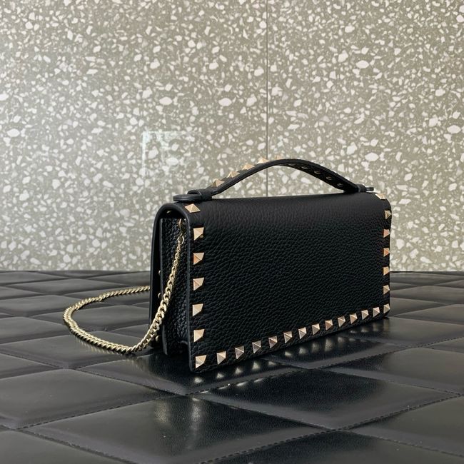 VALENTINO Rockstud calfskin chain bag SHI098 black&gold VALENTINO Rockstud calfskin chain bag SHI098 black&gold
