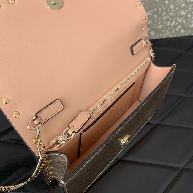 VALENTINO Rockstud calfskin chain bag SHI098 rose gold VALENTINO Rockstud calfskin chain bag SHI098 rose gold