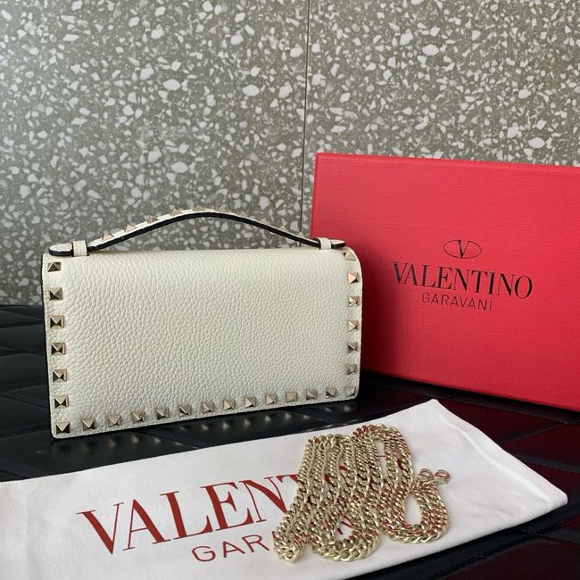 VALENTINO Rockstud calfskin chain bag SHI098 white VALENTINO Rockstud calfskin chain bag SHI098 white