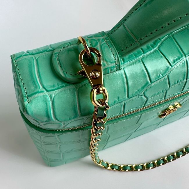 Chanel Vanity with Chain Crocodile Embossed AP5195 light green Chanel Vanity with Chain Crocodile Embossed AP5195 light green