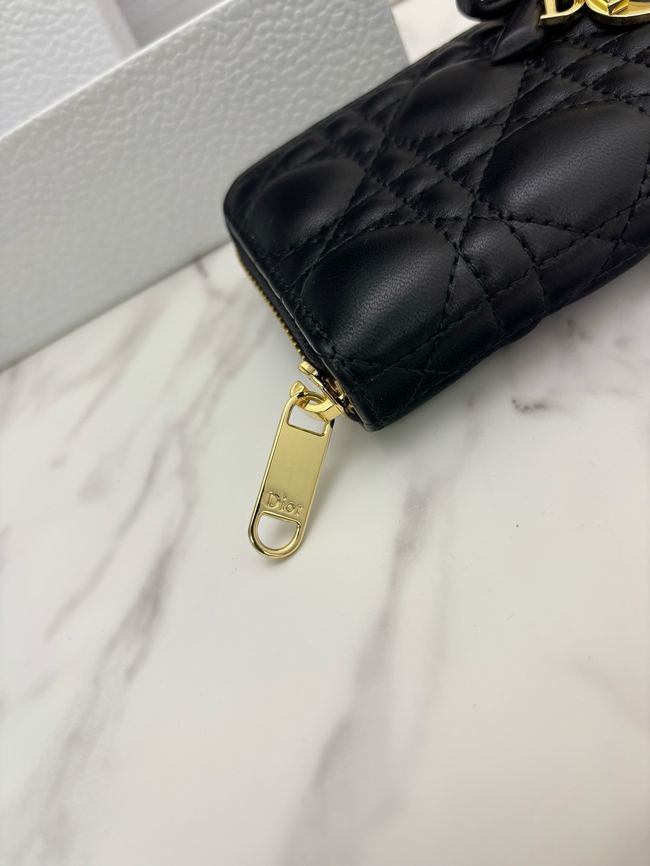 LADY DIOR LOTUS WALLET CANNAGE LAMBSKIN S2600 black