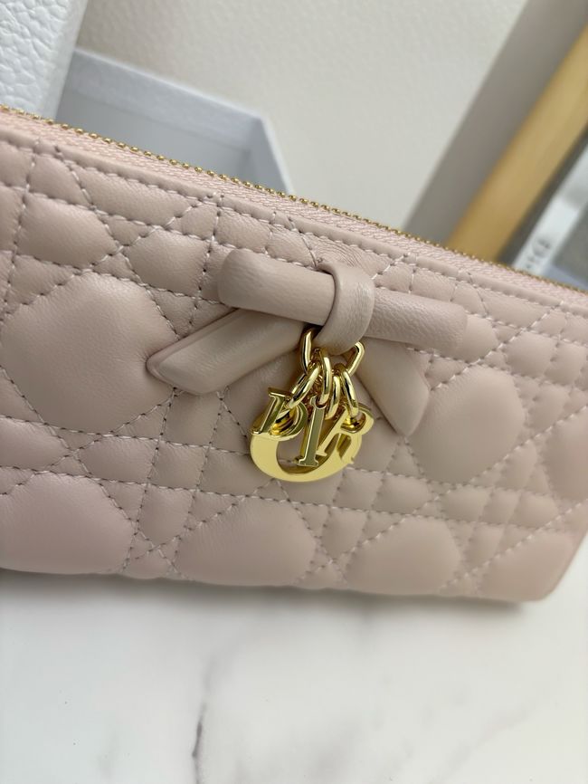 LADY DIOR LOTUS WALLET CANNAGE LAMBSKIN S2600 light pink