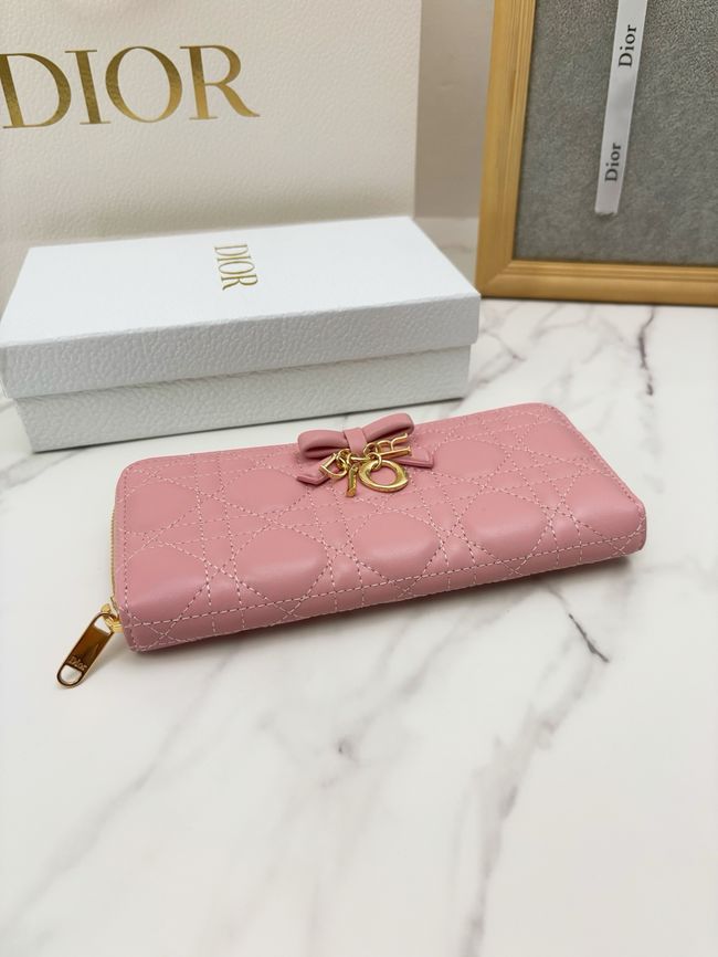 LADY DIOR LOTUS WALLET CANNAGE LAMBSKIN S2600 pink