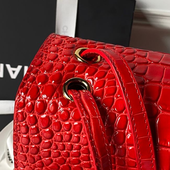 Chanel Crocodile Embossed Maxi Flap bag AS6231 red Chanel Crocodile Embossed Maxi Flap bag AS6231 red