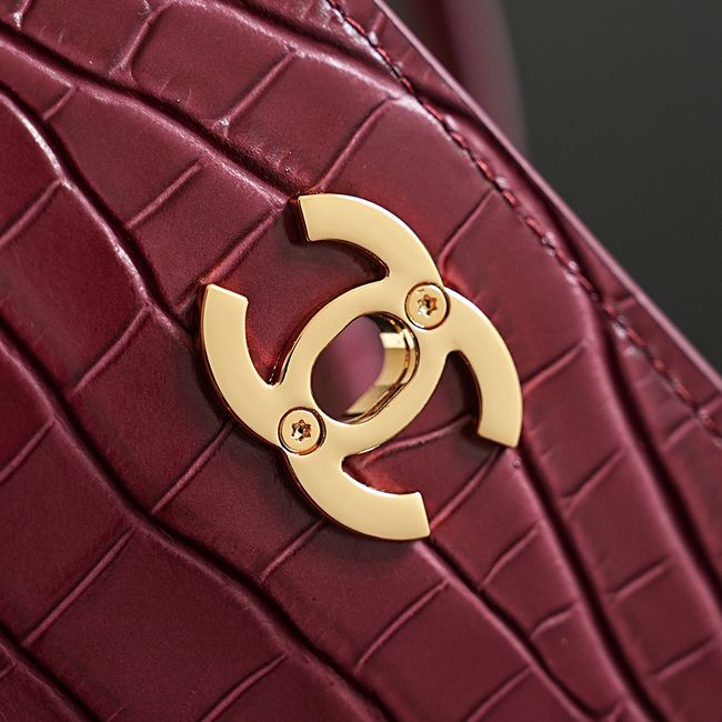 Chanel Crocodile Embossed Shopping Bag AS6428 Dark Burgundy