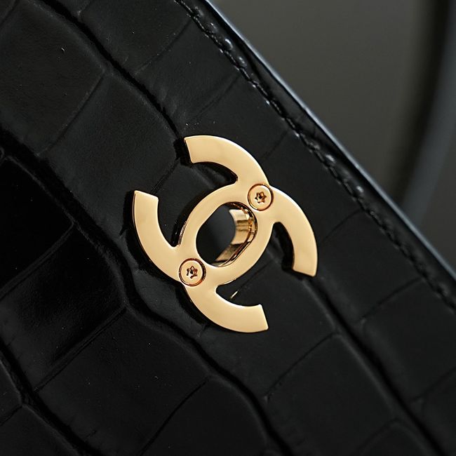 Chanel Crocodile Embossed Shopping Bag AS6428 black Chanel Crocodile Embossed Shopping Bag AS6428 black