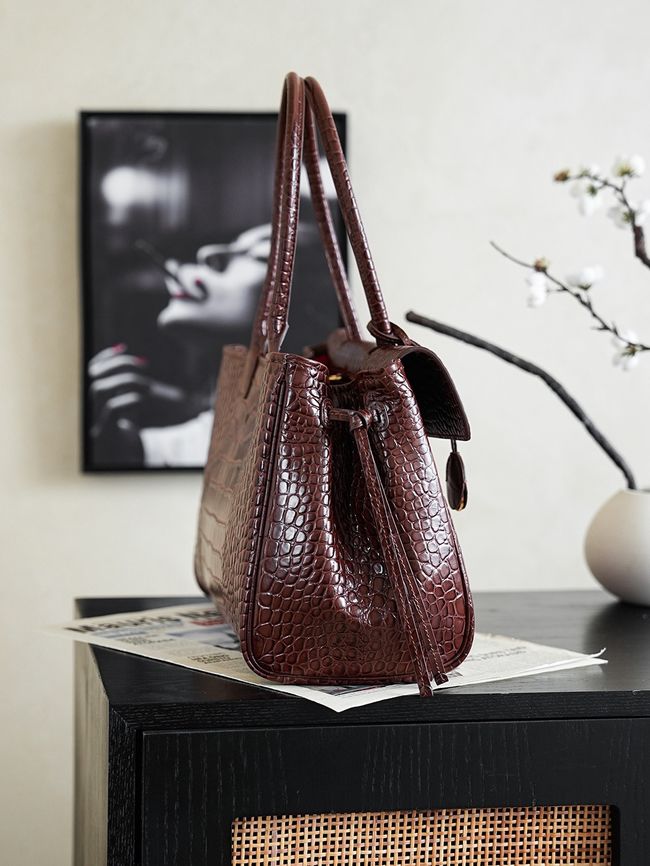 Chanel Crocodile Embossed Shopping Bag AS6428 dark brown Chanel Crocodile Embossed Shopping Bag AS6428 dark brown