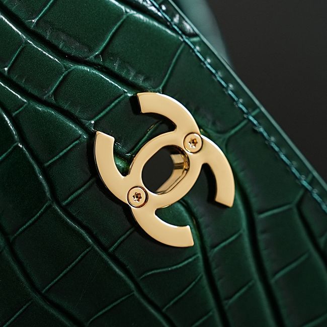 Chanel Crocodile Embossed Shopping Bag AS6428 dark green Chanel Crocodile Embossed Shopping Bag AS6428 dark green
