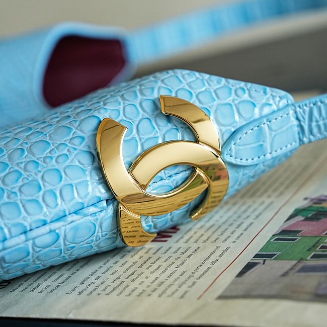 Chanel Crocodile Embossed Shoulder Bag 68012 blue