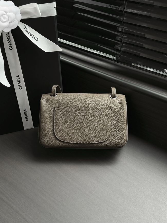 Chanel Mini Flap Bag AS6573 dark gray&Silver-Tone Metal Chanel Mini Flap Bag AS6573 dark gray&Silver-Tone Metal