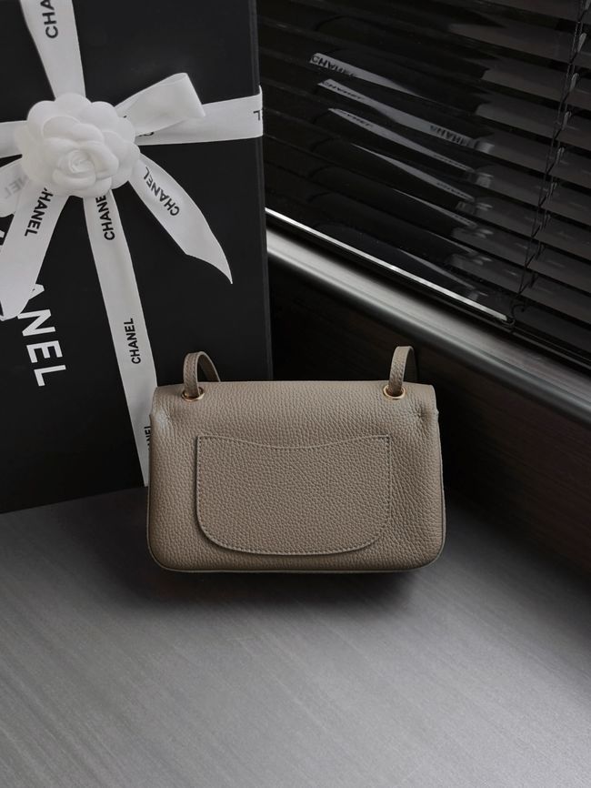 Chanel Mini Flap Bag AS6573 dark gray&gold-Tone Metal Chanel Mini Flap Bag AS6573 dark gray&gold-Tone Metal