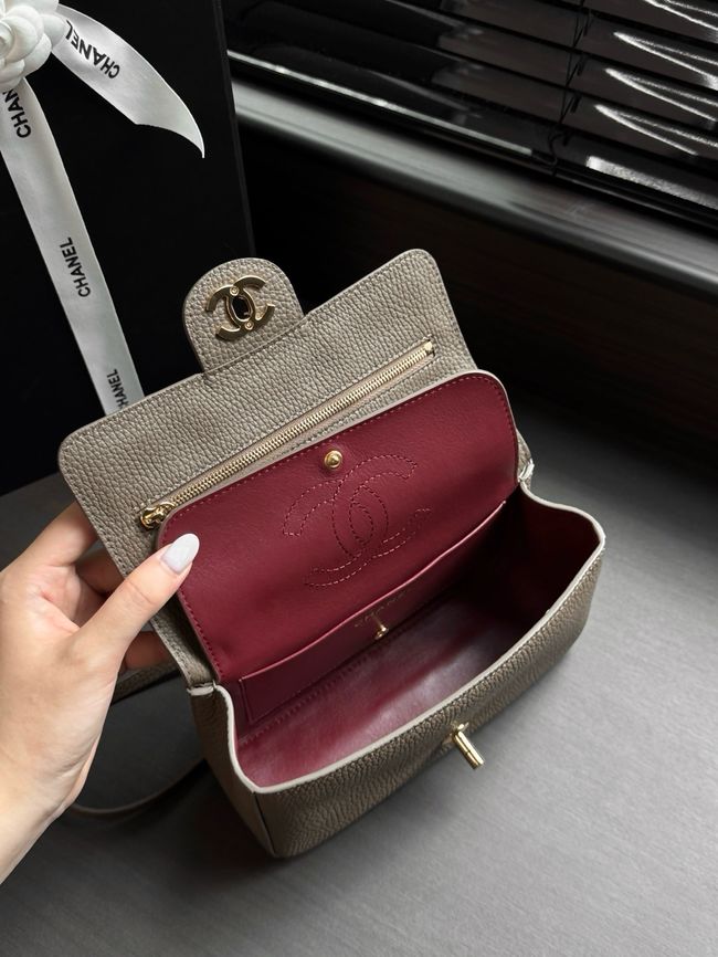 Chanel Mini Flap Bag AS6573 dark gray&gold-Tone Metal Chanel Mini Flap Bag AS6573 dark gray&gold-Tone Metal