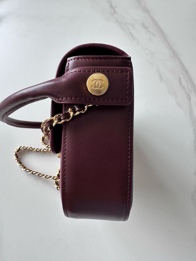 Chanel Mini Flap Bag with Top Handle AS6424 Dark Burgundy Chanel Mini Flap Bag with Top Handle AS6424 Dark Burgundy