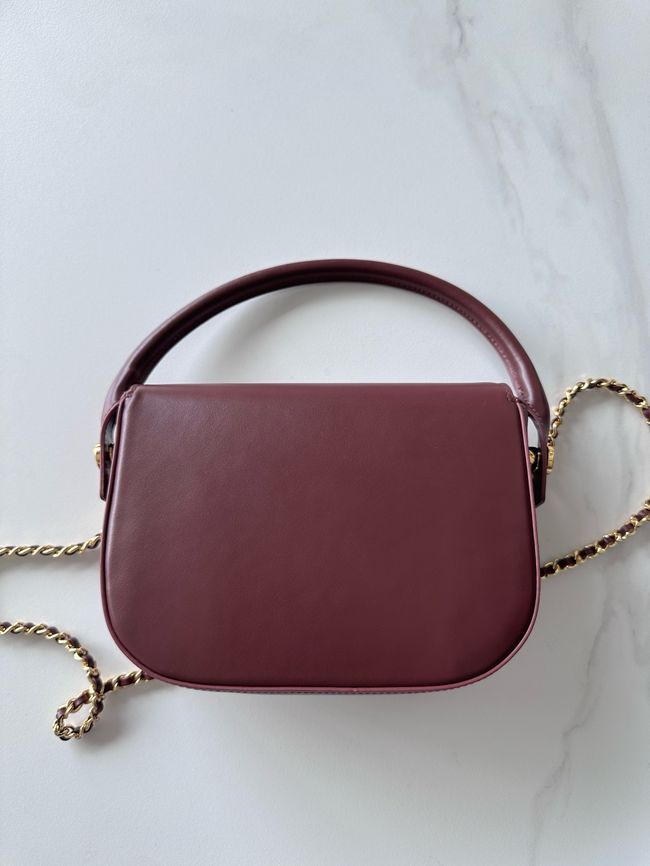 Chanel Mini Flap Bag with Top Handle AS6424 Dark Burgundy Chanel Mini Flap Bag with Top Handle AS6424 Dark Burgundy