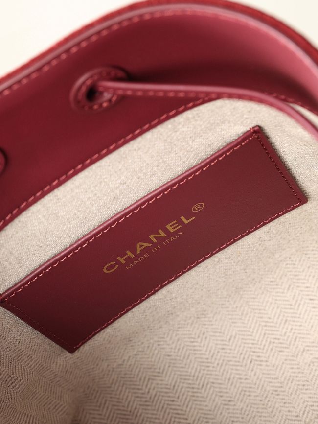 Chanel Suede Calfskin Bucket Bag AS6537 burgundy Chanel Suede Calfskin Bucket Bag AS6537 burgundy