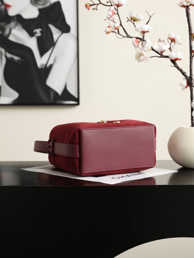 Chanel Suede Calfskin Bucket Bag AS6537 burgundy Chanel Suede Calfskin Bucket Bag AS6537 burgundy