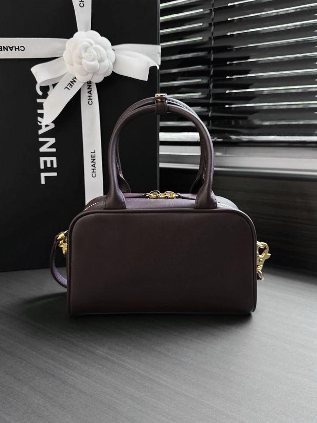 Chanel Clutch with Leather Strap AP5528 dark Coffee