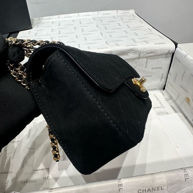 Chanel Mini Flap Bag Suede Calfskin AS6573 black Chanel Mini Flap Bag Suede Calfskin AS6573 black