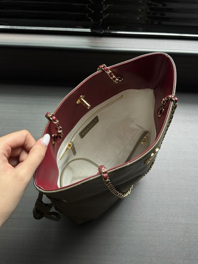 Chanel Small Shopping Bag AS6495 Khaki Chanel Small Shopping Bag AS6495 Khaki