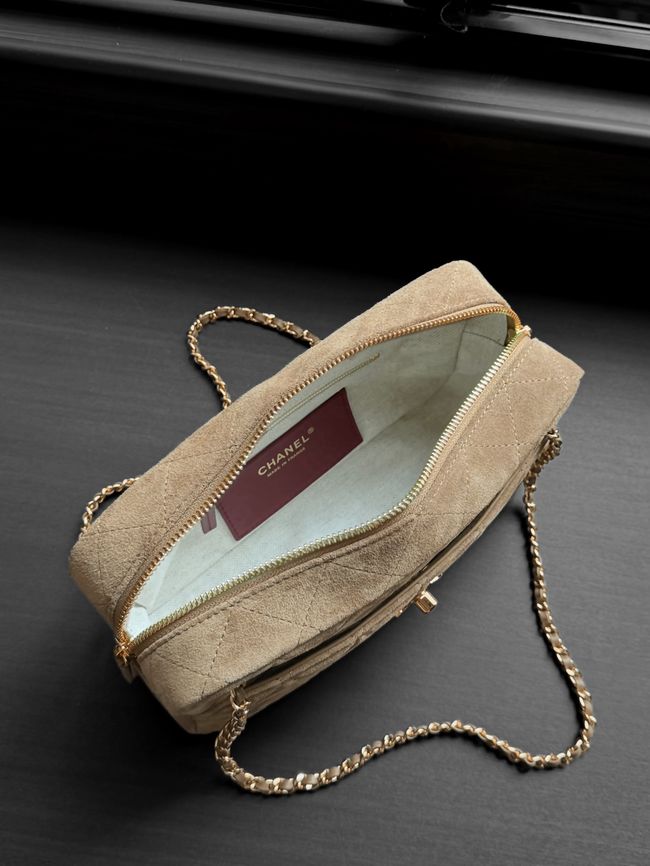 Chanel Suede Calfskin Camera Case AS6443 Dark Beige Chanel Suede Calfskin Camera Case AS6443 Dark Beige