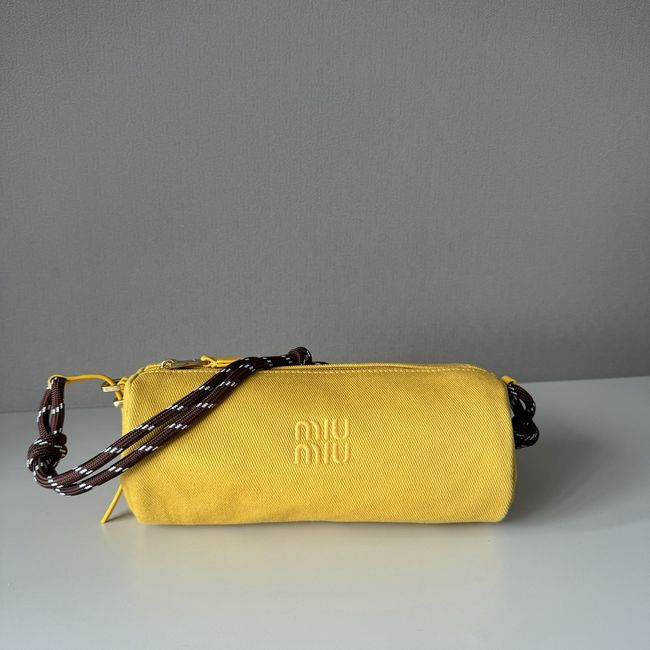 MIUMIU Tote Shoulder Handbag denim 5NE851 yellow MIUMIU Tote Shoulder Handbag denim 5NE851 yellow