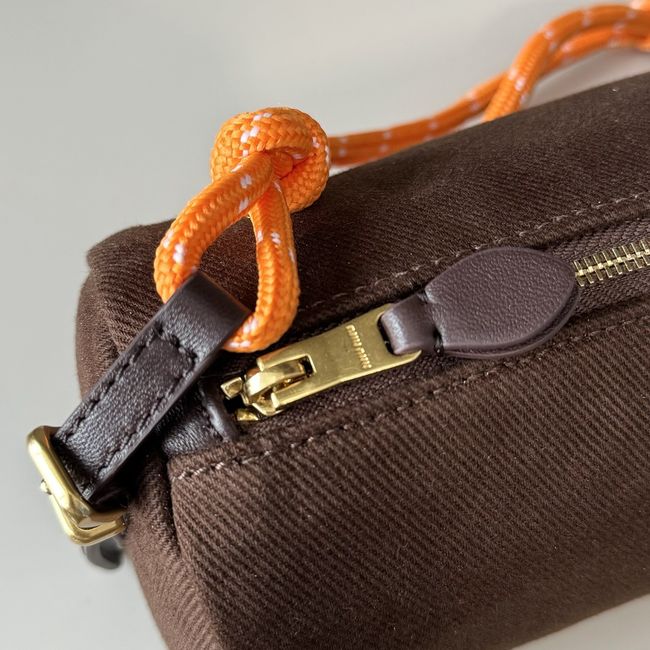 MIUMIU Tote Shoulder Handbag denim 5NE851 dark brown MIUMIU Tote Shoulder Handbag denim 5NE851 dark brown