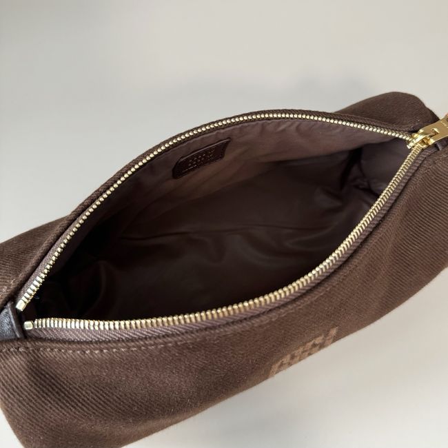 MIUMIU Tote Shoulder Handbag denim 5NE851 dark brown MIUMIU Tote Shoulder Handbag denim 5NE851 dark brown
