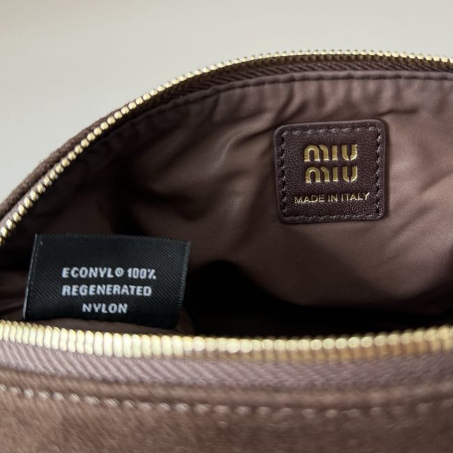 MIUMIU Tote Shoulder Handbag denim 5NE851 dark brown MIUMIU Tote Shoulder Handbag denim 5NE851 dark brown