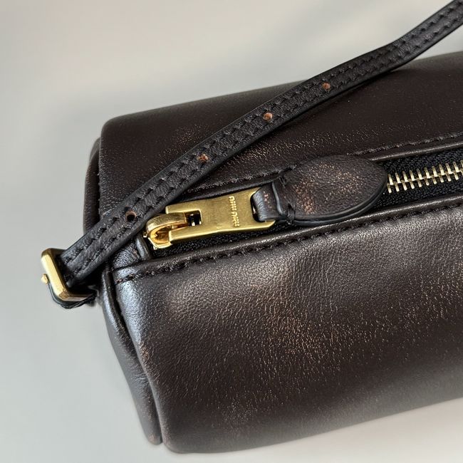 MIUMIU Tote Shoulder Handbag sheepskin 5NE851 Coffee