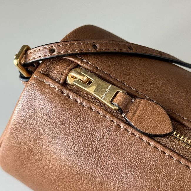 MIUMIU Tote Shoulder Handbag sheepskin 5NE851 camel