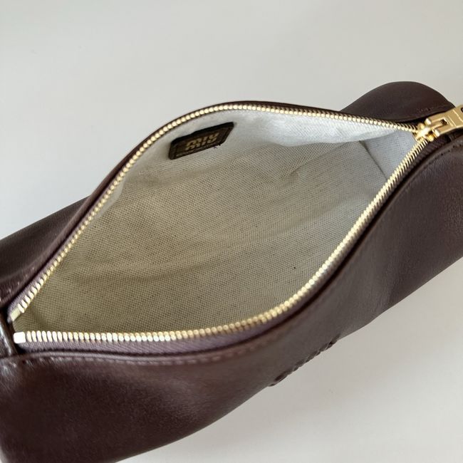 MIUMIU Tote Shoulder Handbag sheepskin 5NE851 dark brown MIUMIU Tote Shoulder Handbag sheepskin 5NE851 dark brown