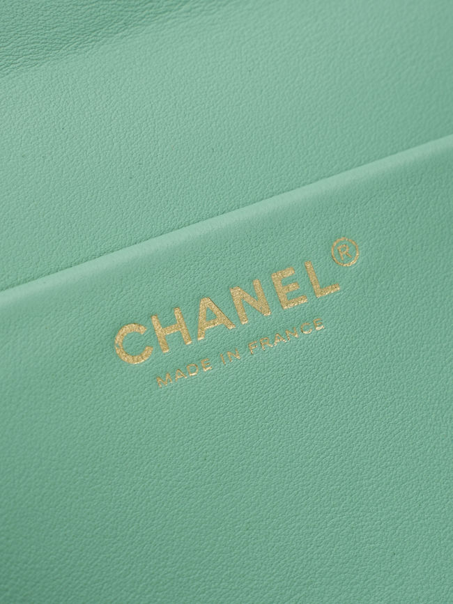 CHANEL Maxi Flap bag Suede Calfskin AS6231 Lake green