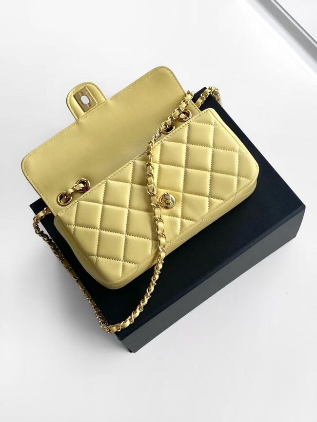 Chanel Small Flap Bag Lambskin AS6430 yellow Chanel Small Flap Bag Lambskin AS6430 yellow
