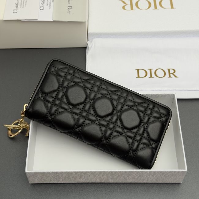 LADY DIOR LOTUS WALLET CANNAGE LAMBSKIN S0007 black LADY DIOR LOTUS WALLET CANNAGE LAMBSKIN S0007 black