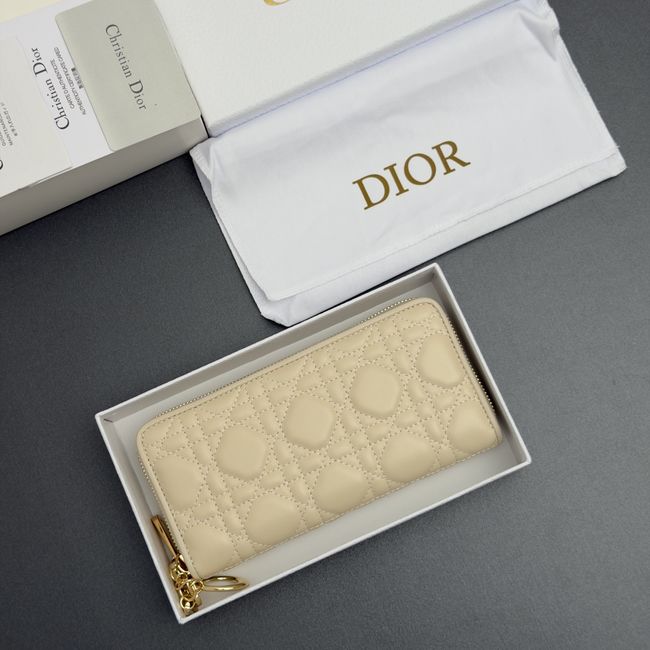 LADY DIOR LOTUS WALLET CANNAGE LAMBSKIN S0007 apricot LADY DIOR LOTUS WALLET CANNAGE LAMBSKIN S0007 apricot