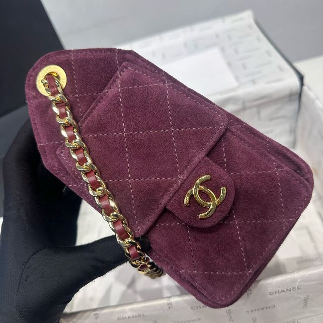 CHANEL 25 Mini Handbag Suede AS5631 Burgundy CHANEL 25 Mini Handbag Suede AS5631 Burgundy